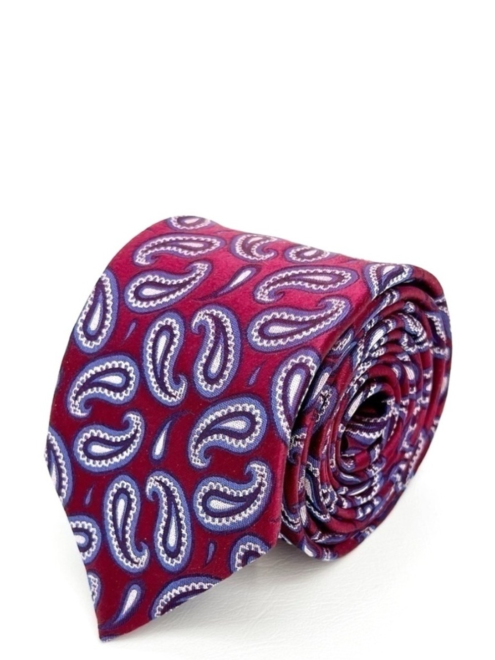 Robert Talbott Paisley Woven Silk Tie Best of Class Red Navy Blue White New NWT